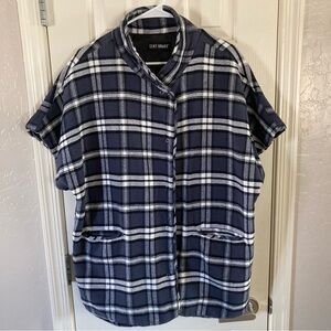 Centigrade Gray Plaid Snap Front Short Sleeve Outerwear Shacket Size 1X